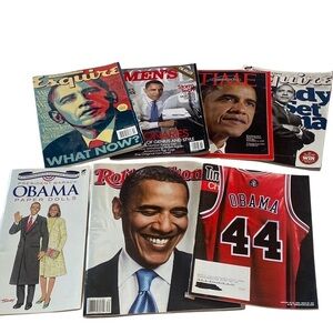 Obama magazine lot and paper dolls book